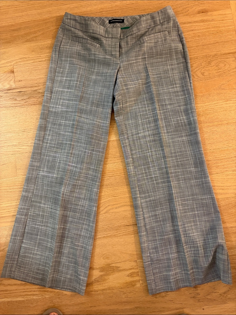 Express Women's Gray Plaid Wide-Leg Dress Pants